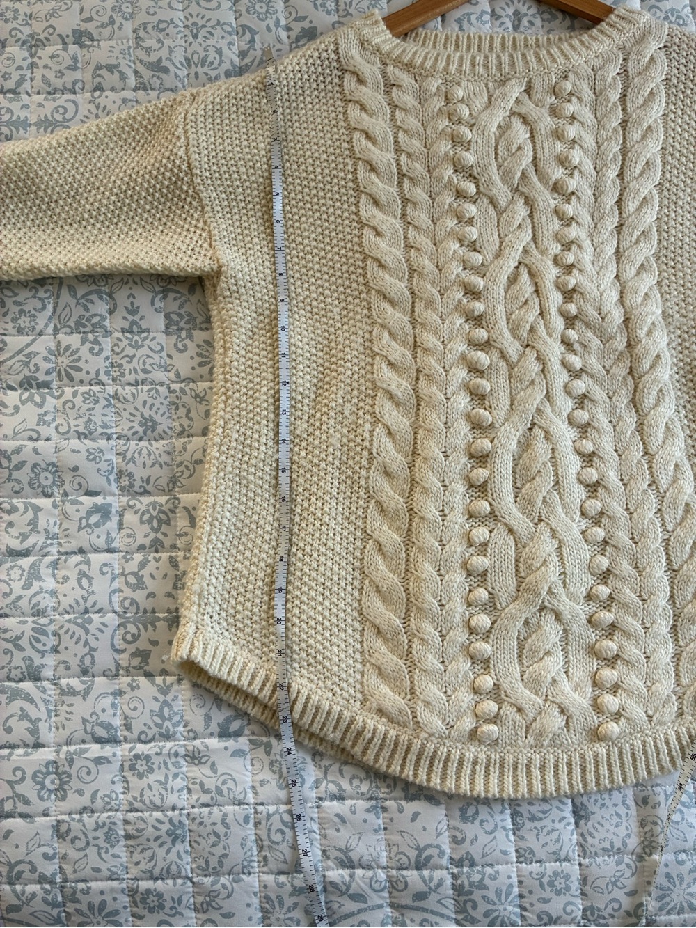 Talbots Cream Cable-Knit Crewneck Sweater - Picture 7 of 7